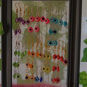 Hand made evil eye earrings 🧿